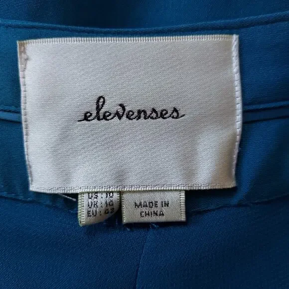 Anthropologie's Elevenses Teal Blue Super Wide Leg Palazzo Pants Pleats Size 10 - Picture 11 of 12